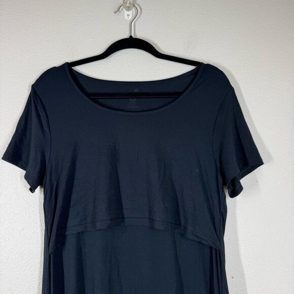 Kindred Bravely Eleanora Maternity and Nursing Dress Solid Black Jersey Knit L - Picture 2 of 6